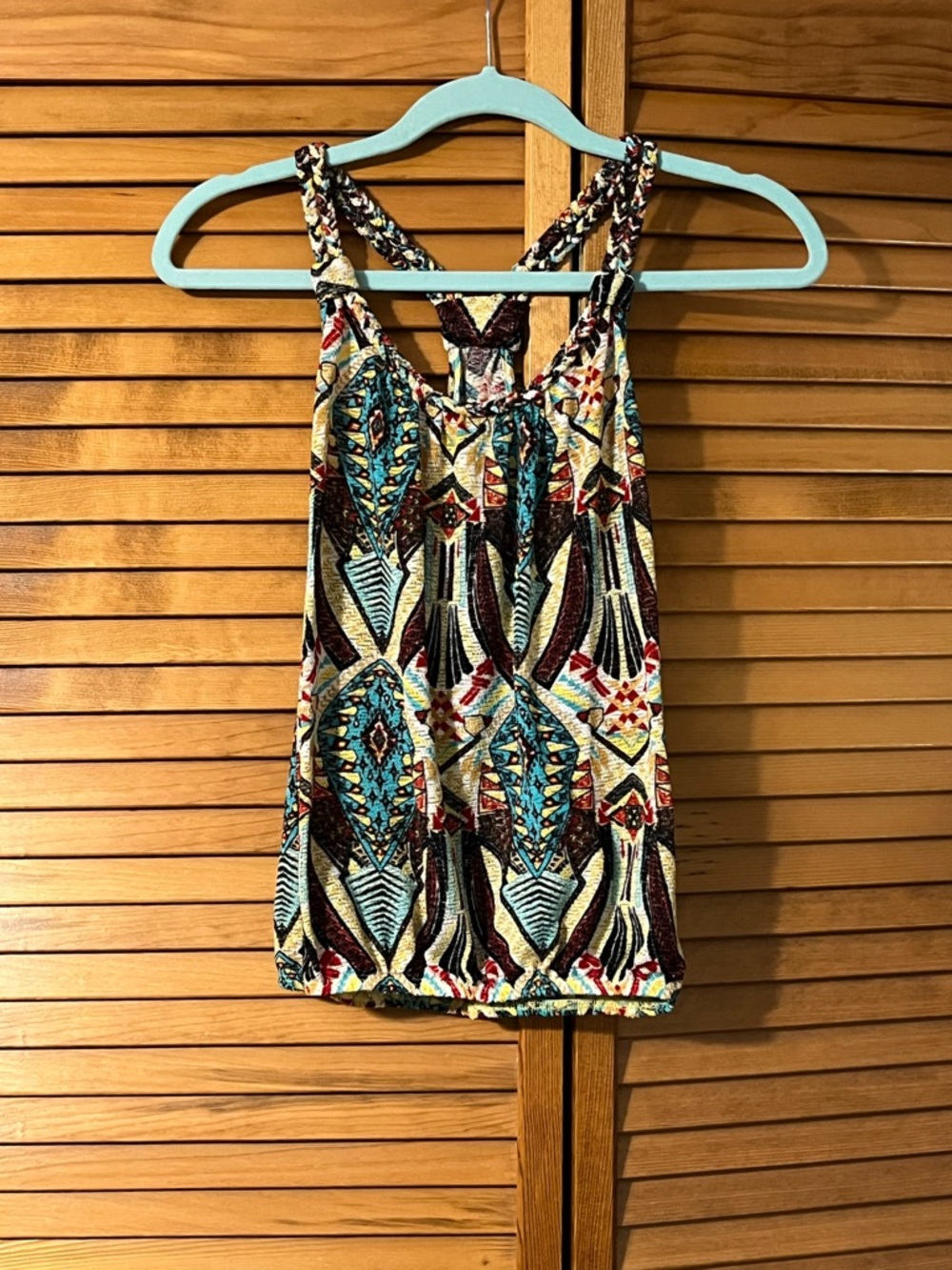 Belle Du Jour Braided Boho Print Racerback Tank